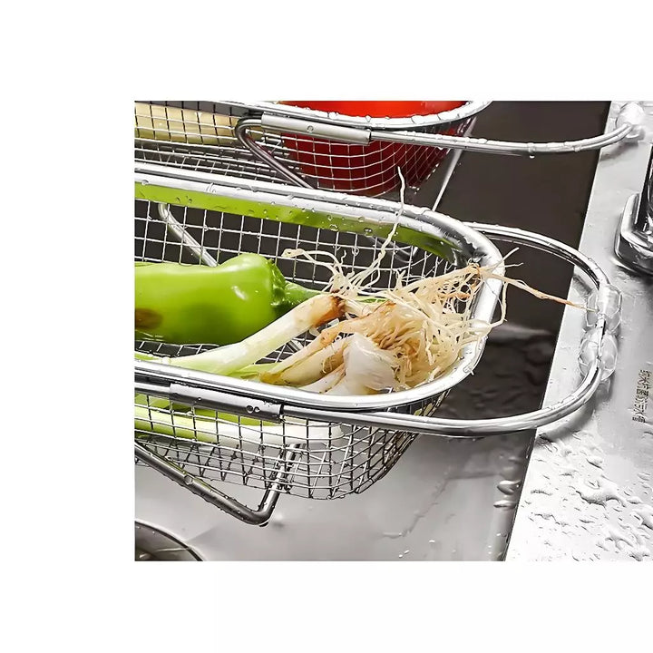 Escorredor De Pia Aluminio Ajustável Multiuso Alças Retráteis - VERONA DECOR