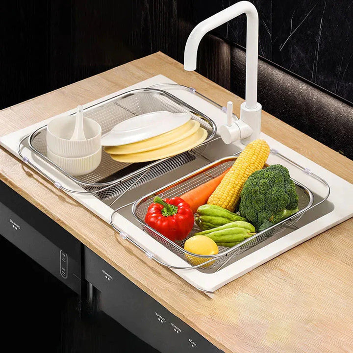 Escorredor De Pia Aluminio Ajustável Multiuso Alças Retráteis - VERONA DECOR