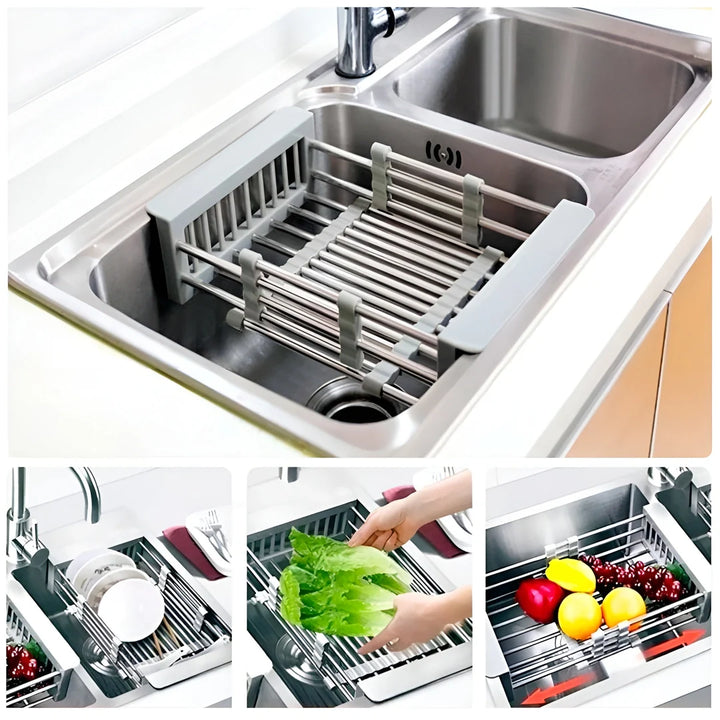 Escorredor de Pia em Inox Ajustável Multiuso -  Verona Decor - VERONA DECOR