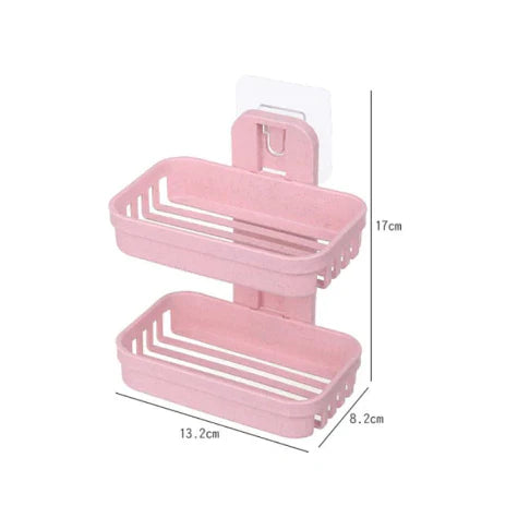 Saboneteira Dupla De Plastico Com Adesivo Parede - VERONA DECOR