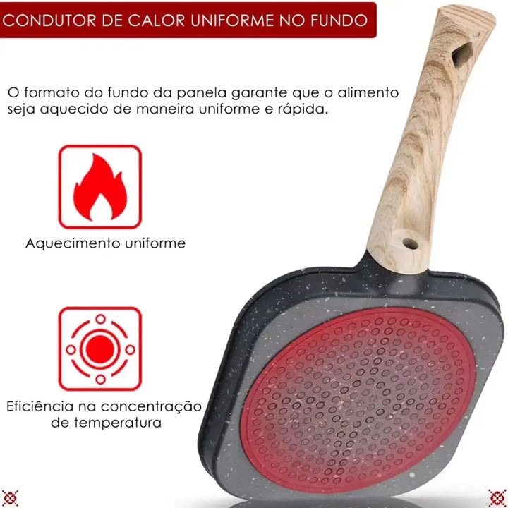 Frigideira Multifuncional 4 em 1 Antiaderente com Alça de Madeira - Verona Decor - VERONA DECOR