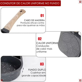 Frigideira Multifuncional 4 em 1 Antiaderente com Alça de Madeira - Verona Decor - VERONA DECOR
