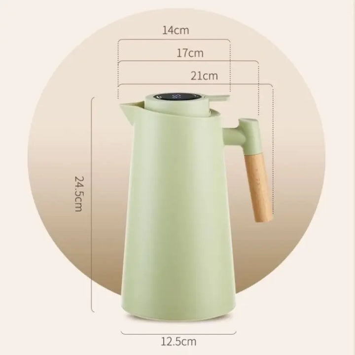 Garrafa Térmica Termometro Digital 1L Café Chá Com Cabo Madeira - Verona Decor - VERONA DECOR