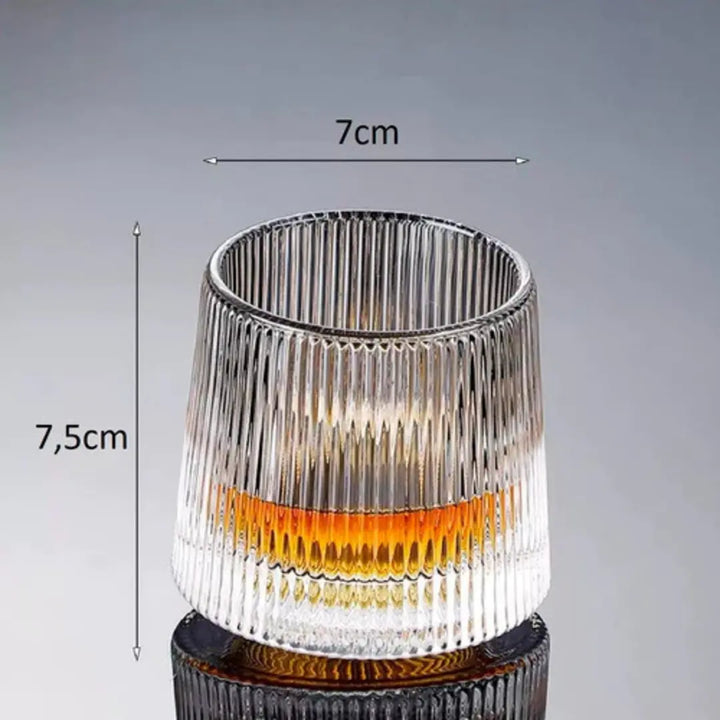 Jogo 6 Copos Whisky de Vidro Com Fundo Giratório Listrado 170ml - Verona Decor - VERONA DECOR