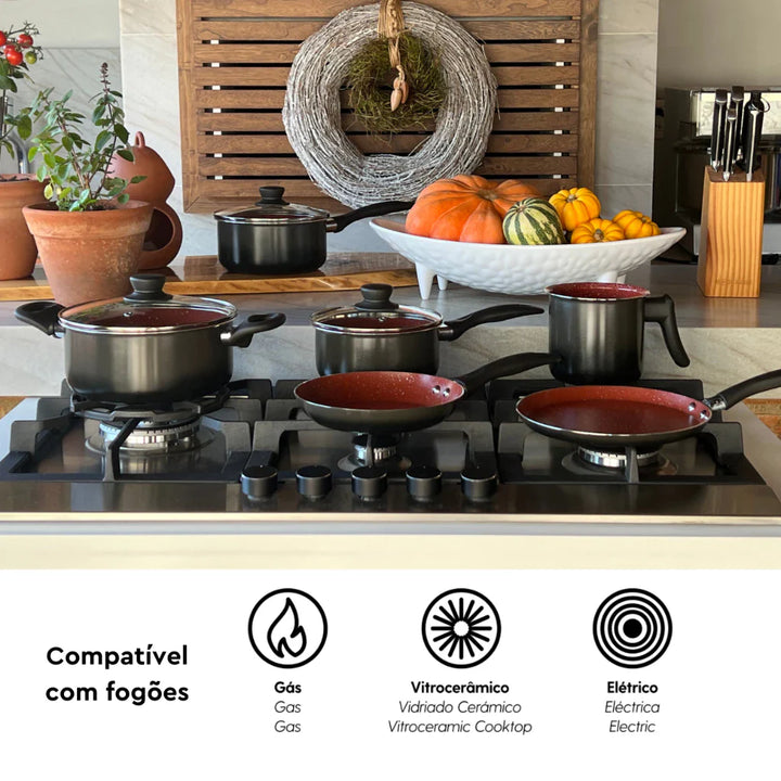 Jogo de Panelas Brinox Ceramic Life Easy - 6 Peças Antiaderente Cerâmico - Verona Decor - VERONA DECOR