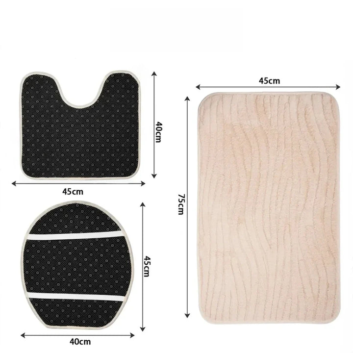 Jogo de Tapete para Banheiro 3 Peças Antiderrapante e Confortável - Verona Decor - VERONA DECOR