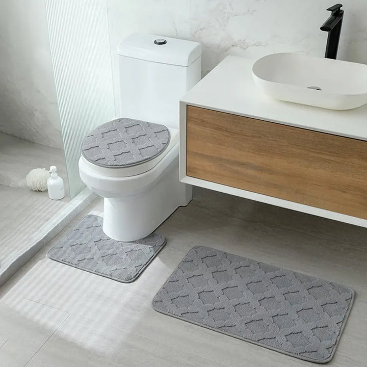 Jogo de Tapete para Banheiro 3 Peças Antiderrapante e Confortável - Verona Decor - VERONA DECOR
