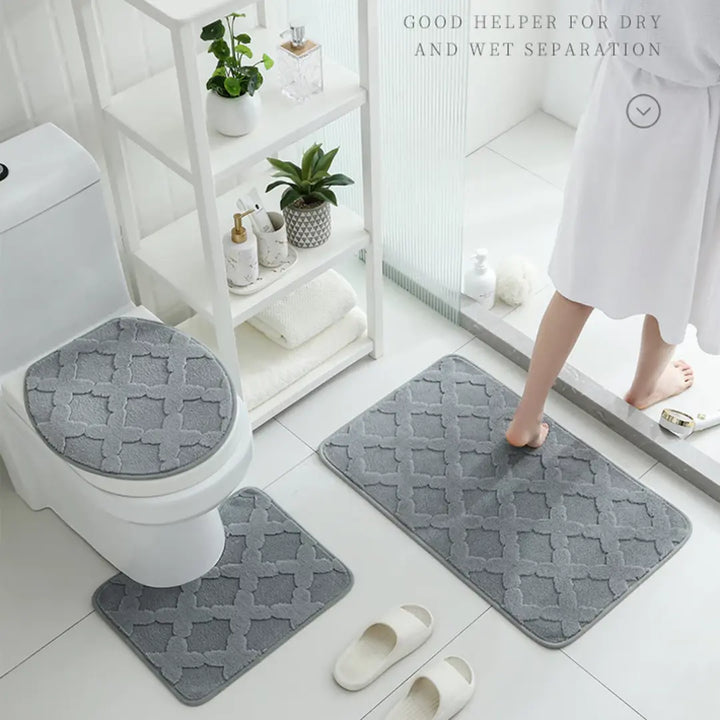 Jogo de Tapete para Banheiro 3 Peças Antiderrapante e Confortável - Verona Decor - VERONA DECOR