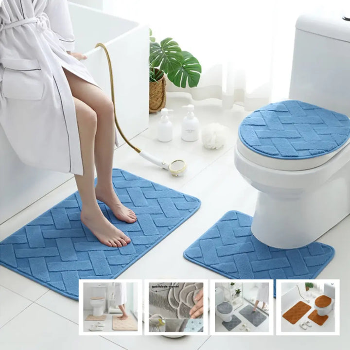 Jogo de Tapete para Banheiro 3 Peças Antiderrapante e Confortável - Verona Decor - VERONA DECOR