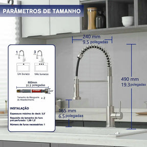 Torneira Gourmet com Chuveiro 360° - Sofisticação e Praticidade para Sua Cozinha - Verona Decor - VERONA DECOR