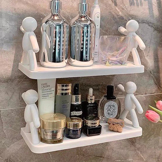 Kit 2 Suportes Organizador Cozinha Banheiro Plástico Com Adesivo - Verona Decor - VERONA DECOR
