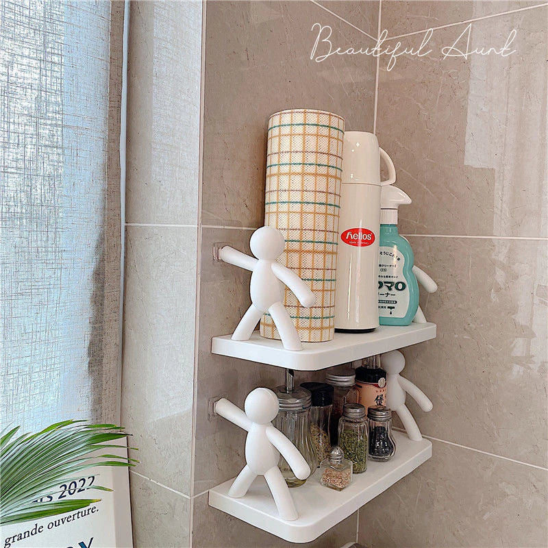 Kit 2 Suportes Organizador Cozinha Banheiro Plástico Com Adesivo - Verona Decor - VERONA DECOR
