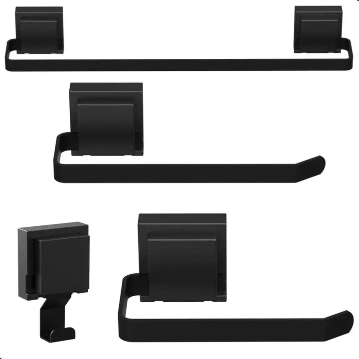 Kit Acessórios Para Banheiro Com Ventosa Preto 4 Peças - Verona Decor - VERONA DECOR