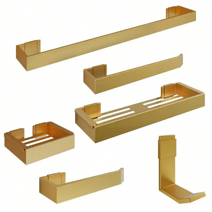 Kit De Acessórios Para Banheiro Dourado 6 Peças - Verona Decor - VERONA DECOR