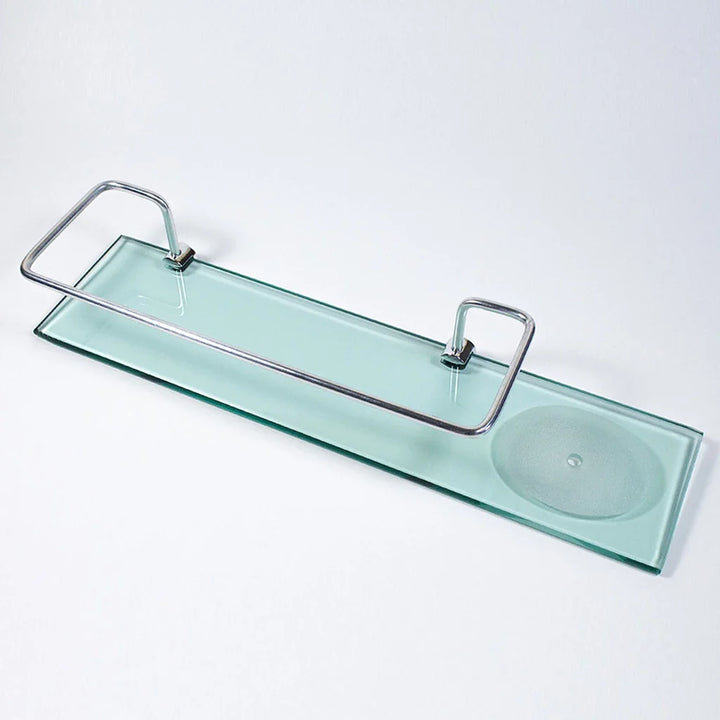 Porta shampoo reto com saboneteira em vidro 40x10cm - Verona Decor - VERONA DECOR