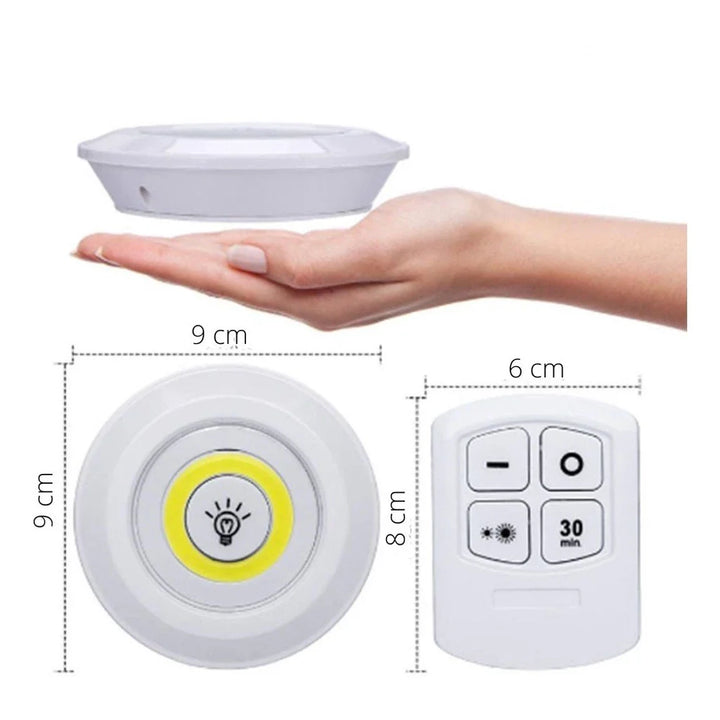 Kit 3 Lâmpadas LED Spot Sem Fio com Controle Remoto - Verona Decor - VERONA DECOR