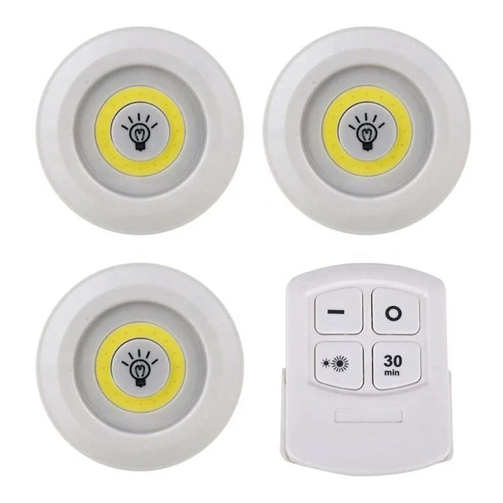 Kit 3 Lâmpadas LED Spot Sem Fio com Controle Remoto - Verona Decor - VERONA DECOR
