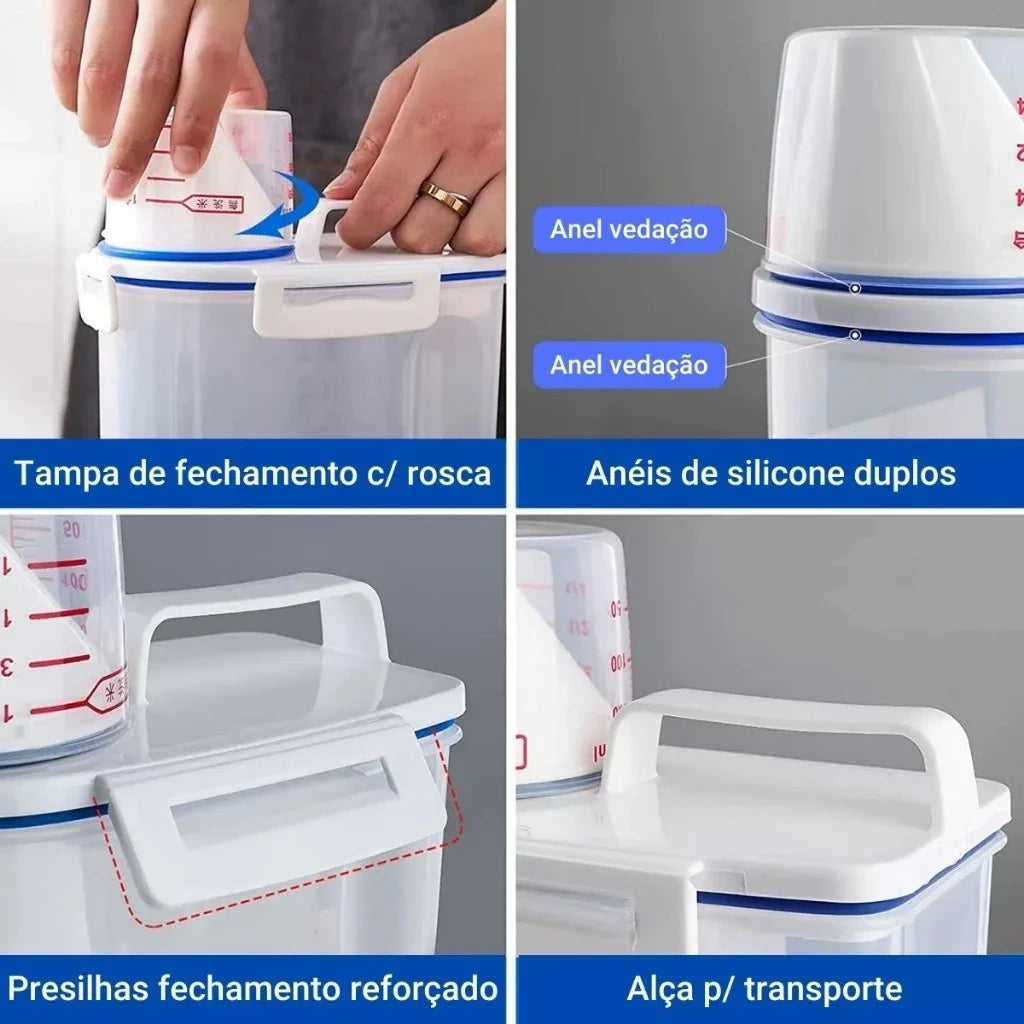 Kit 2 Pote Hermético com Copo Medidor Bico Dosador 2.5L - Verona Decor - VERONA DECOR