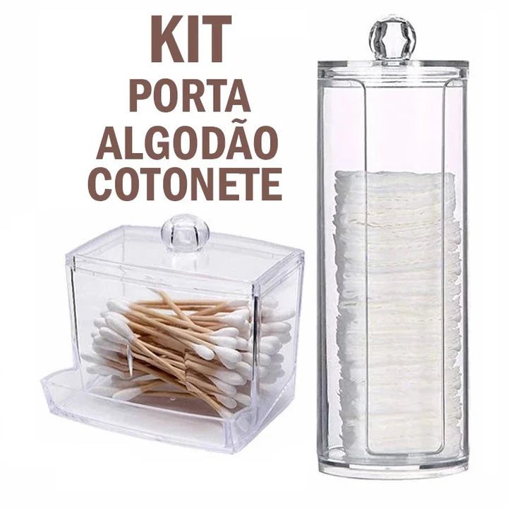 KIT Porta Algodão e Cotonete em Acrílico - Verona Decor - VERONA DECOR