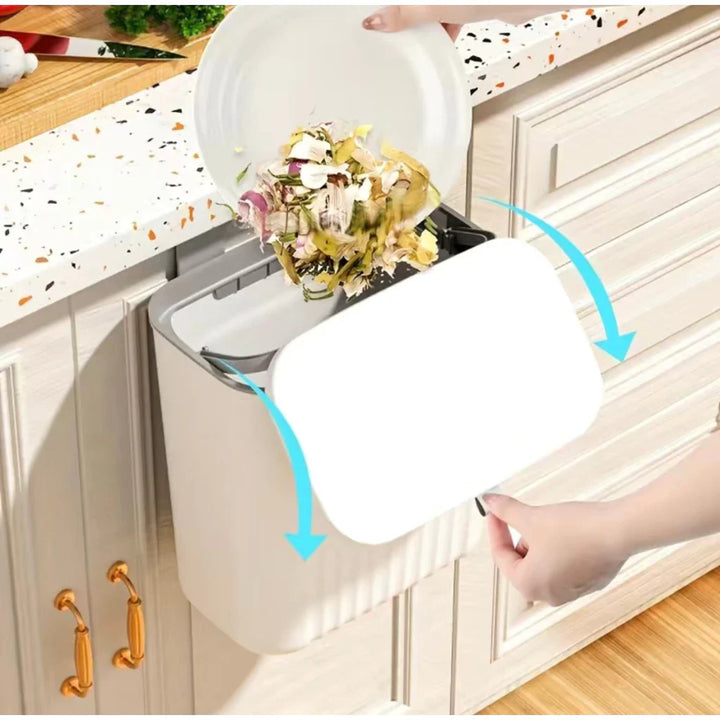 Lixeira Suspensa 9L com Tampa e Suporte – Para Cozinha e Banheiro - Verona Decor - VERONA DECOR