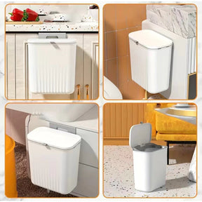 Lixeira Suspensa 9L com Tampa e Suporte – Para Cozinha e Banheiro - Verona Decor - VERONA DECOR