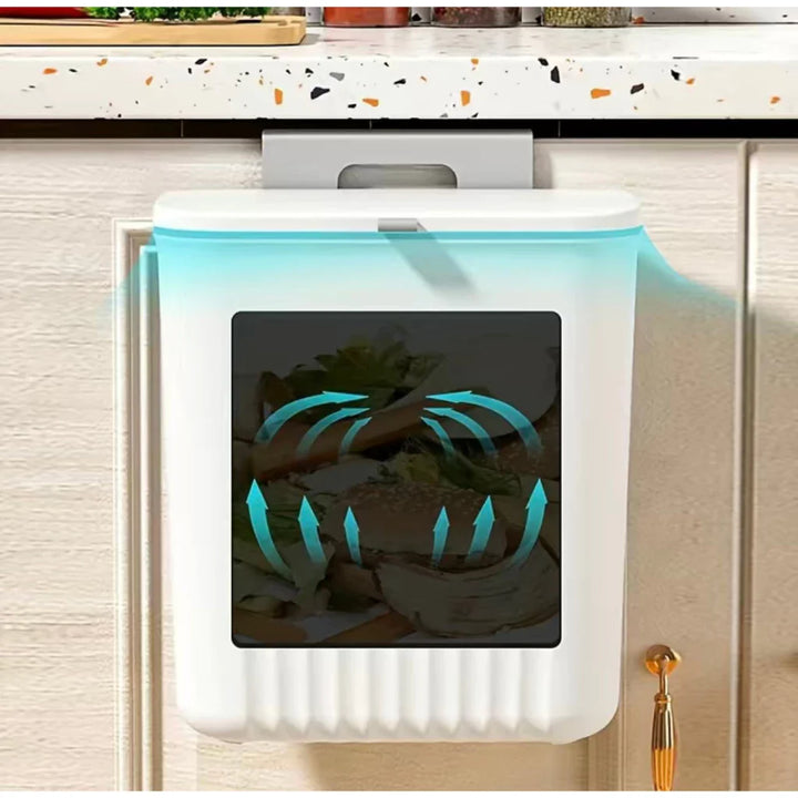 Lixeira Suspensa 9L com Tampa e Suporte – Para Cozinha e Banheiro - Verona Decor - VERONA DECOR