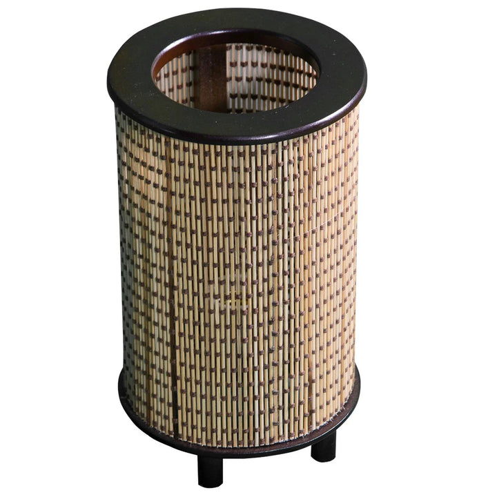 Abajur Luminária Cilindrico Cúpula Madeira E Fibra - VERONA DECOR