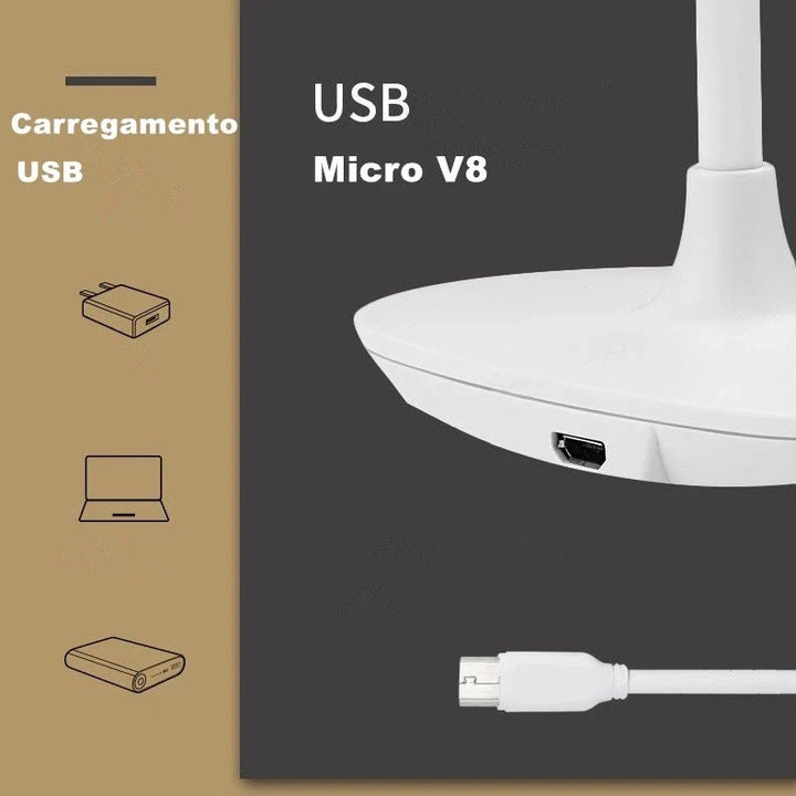 Luminária De Mesa Recarregável Flexível Sem Fio - VERONA DECOR