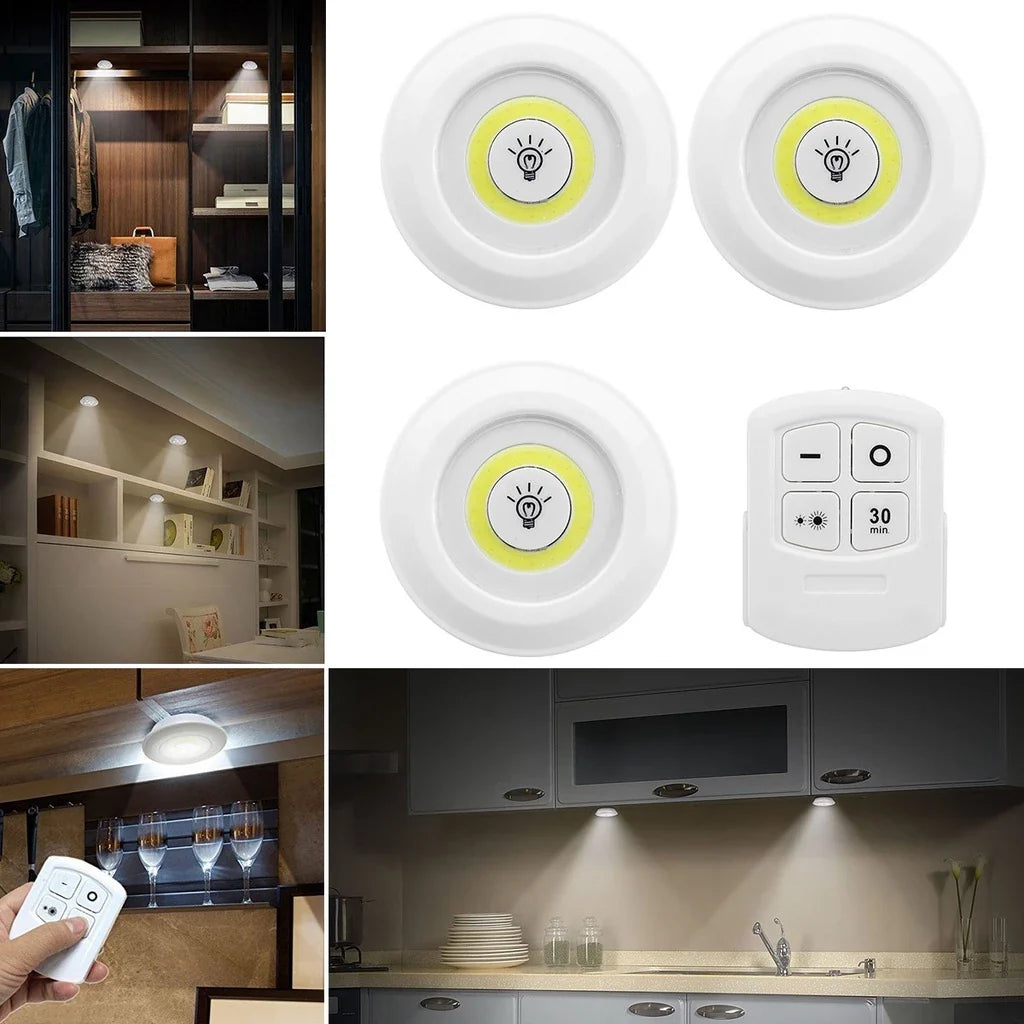 Kit 3 Lâmpadas LED Spot Sem Fio com Controle Remoto - Verona Decor - VERONA DECOR
