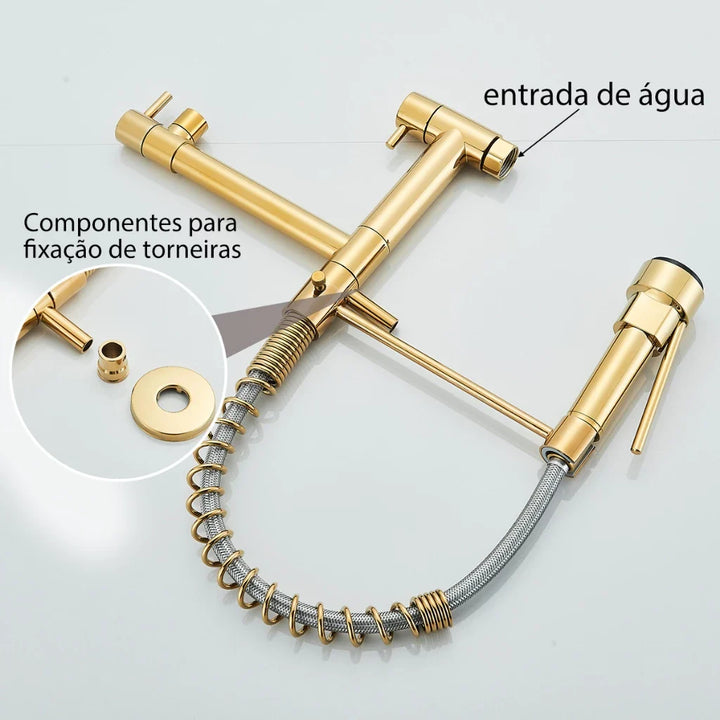 Torneira Cozinha Gourmet Monocomando De Parede Móvel Misturador Cozinha Água Fria - VERONA DECOR