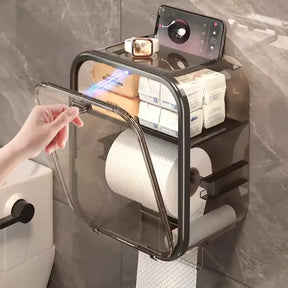 Caixa Box Porta Papel Higiênico Dispenser Organizador Banheiro Trava Magnética Suporte Celular - Verona Decor - VERONA DECOR