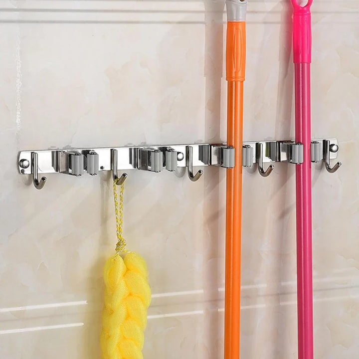 Suporte de Parede Multiuso para Vassouras – Organizador de Ambiente em Aço Inox - Verona Decor - VERONA DECOR