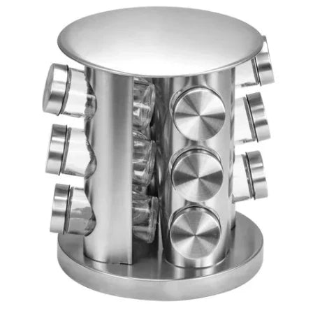Porta Tempero Condimento Prata Giratório 12 Potes - Verona Decor - VERONA DECOR
