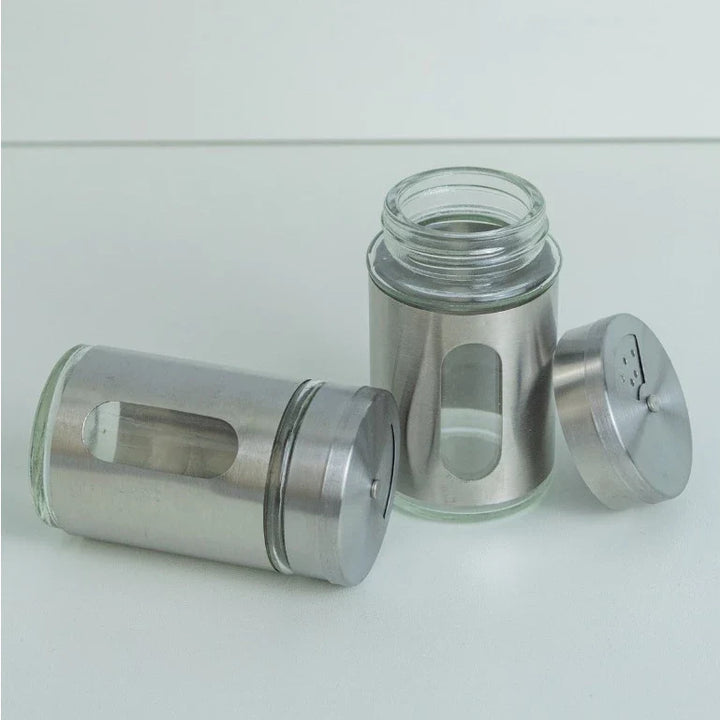 Porta Condimentos Temperos Inox 5 Pçs Com Suporte inox - Verona Decor - VERONA DECOR