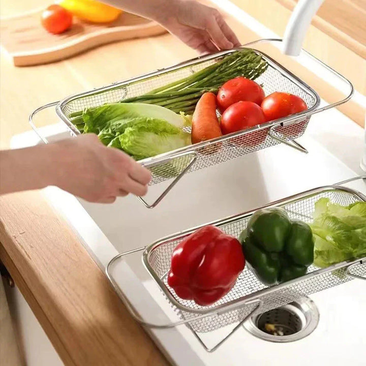 Escorredor De Pia Aluminio Ajustável Multiuso Alças Retráteis - VERONA DECOR