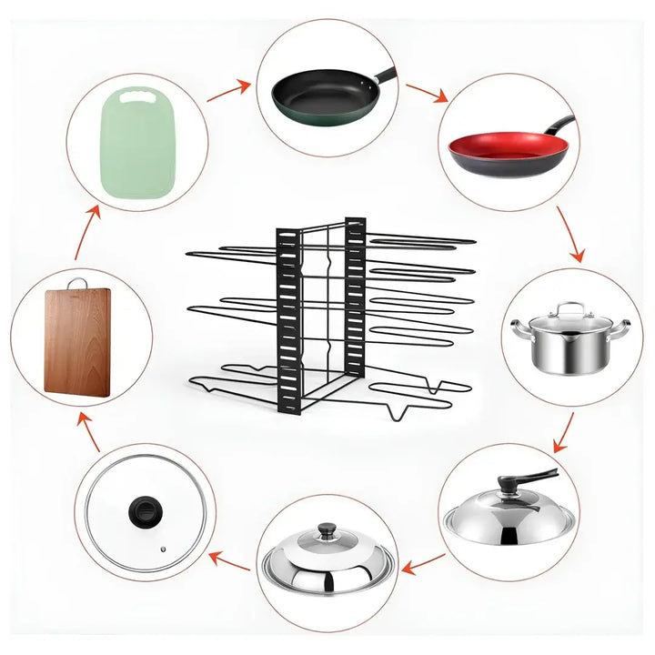 Organizador Rack para Panelas com 8 Camadas - Verona Decor - VERONA DECOR