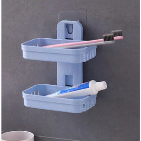 Saboneteira Dupla De Plastico Com Adesivo Parede - VERONA DECOR