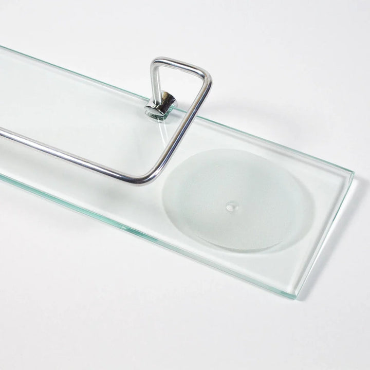 Porta shampoo reto com saboneteira em vidro 40x10cm - Verona Decor - VERONA DECOR