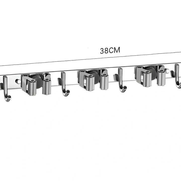 Suporte de Parede Multiuso para Vassouras – Organizador de Ambiente em Aço Inox - Verona Decor - VERONA DECOR