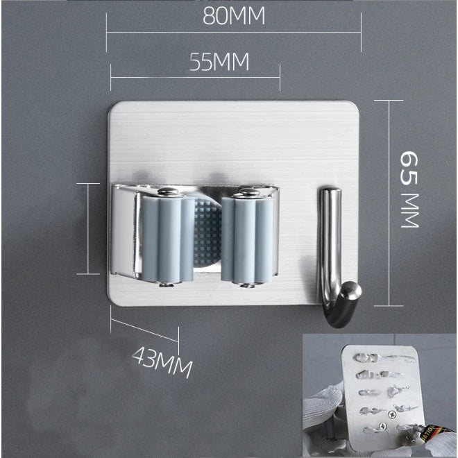 Kit 4 Suporte Metal Gancho Para Pendurar Vassoura Rodo Utensilios - VERONA DECOR