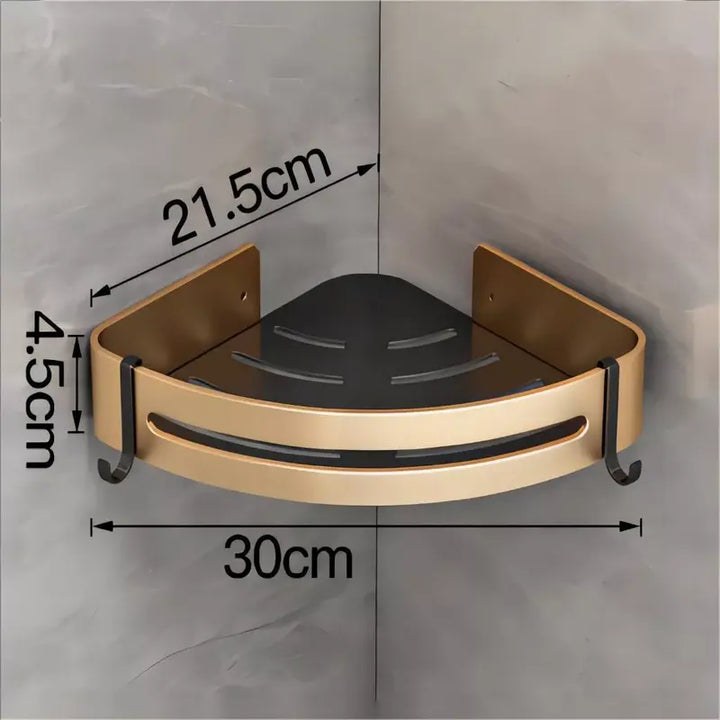 Kit 2 Prateleira Para Banheiro Em Alumínio Preto Com Dourado - Verona Decor - VERONA DECOR