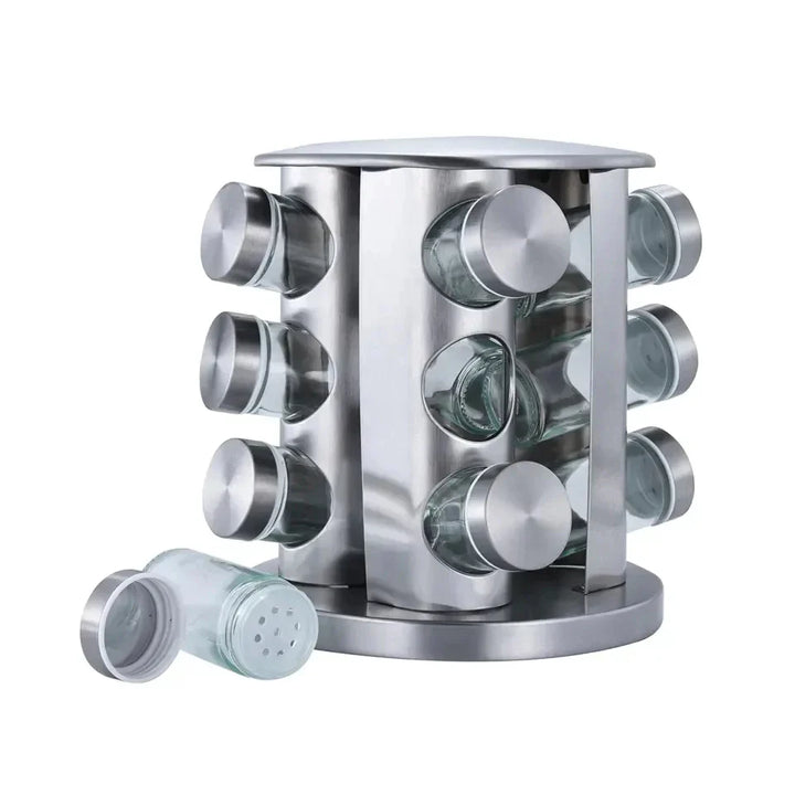 Porta Tempero Condimento Prata Giratório 12 Potes - Verona Decor - VERONA DECOR