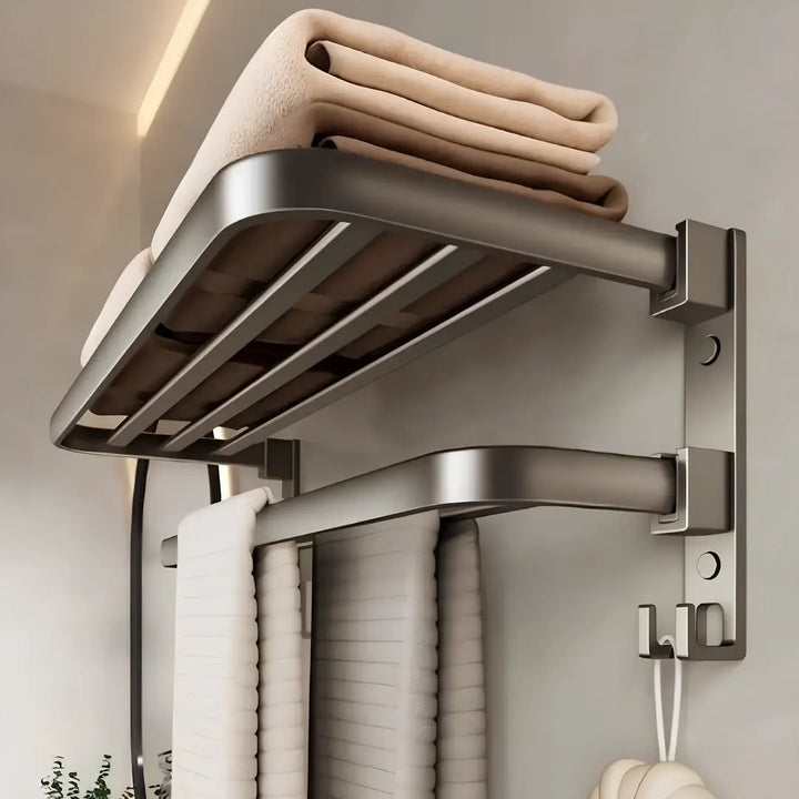 Porta Toalhas Duplo em Aço Inox 60cm para Organização de Banheiro - Preto - Verona Decor - VERONA DECOR