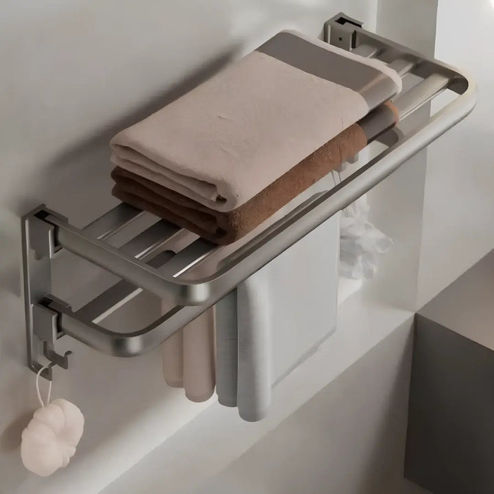 Porta Toalhas Duplo em Aço Inox 60cm para Organização de Banheiro - Preto - Verona Decor - VERONA DECOR