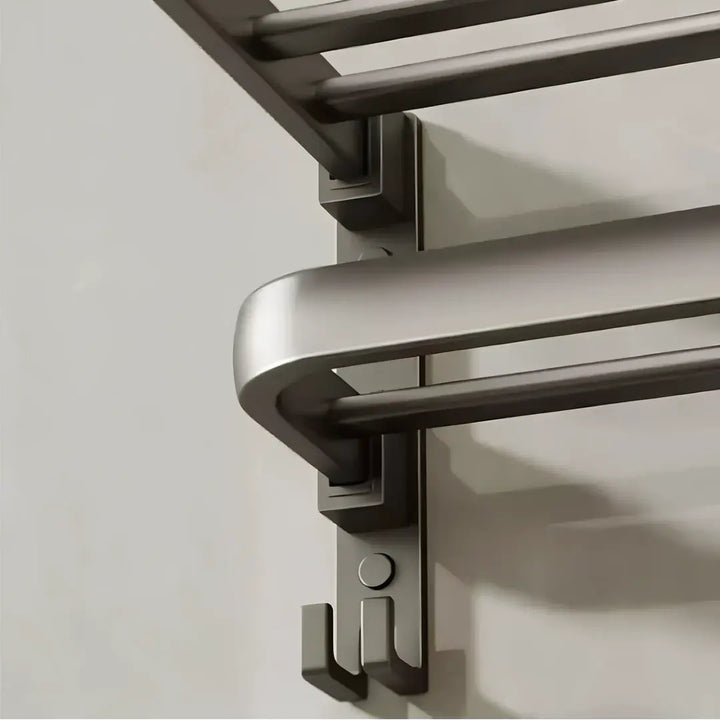 Porta Toalhas Duplo em Aço Inox 60cm para Organização de Banheiro - Preto - Verona Decor - VERONA DECOR