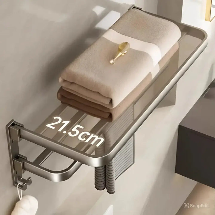 Porta Toalhas Duplo em Aço Inox 60cm para Organização de Banheiro - Preto - Verona Decor - VERONA DECOR