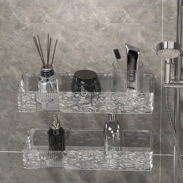 Kit 2 Prateleira Para Banheiro Em Acrílico Retangular Sem Furos - Verona Decor - VERONA DECOR