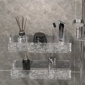 Kit 2 Prateleira Para Banheiro Em Acrílico Retangular Sem Furos - Verona Decor - VERONA DECOR
