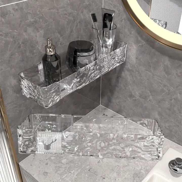 Kit 2 Prateleira Para Banheiro Em Acrílico Retangular Sem Furos - Verona Decor - VERONA DECOR