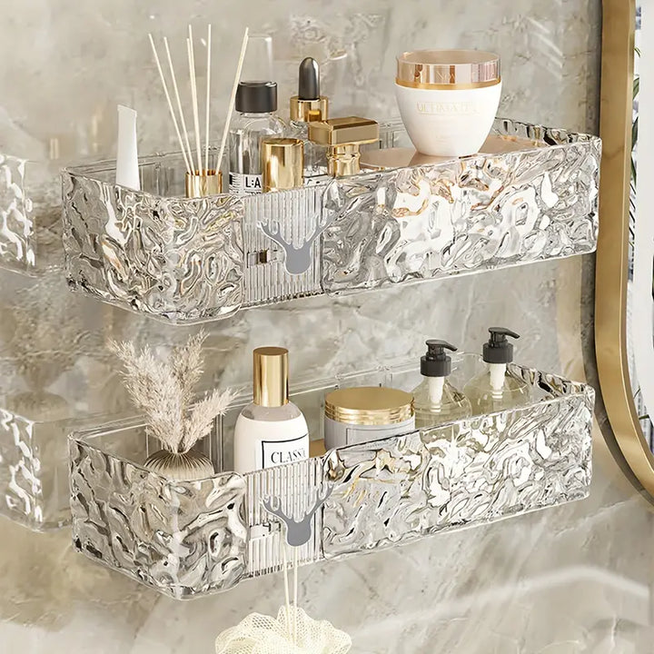 Kit 2 Prateleira Para Banheiro Em Acrílico Retangular Sem Furos - Verona Decor - VERONA DECOR